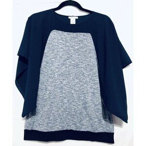 Esley Kimono Sleeve Top Womens Small Blue Mixed Material Top